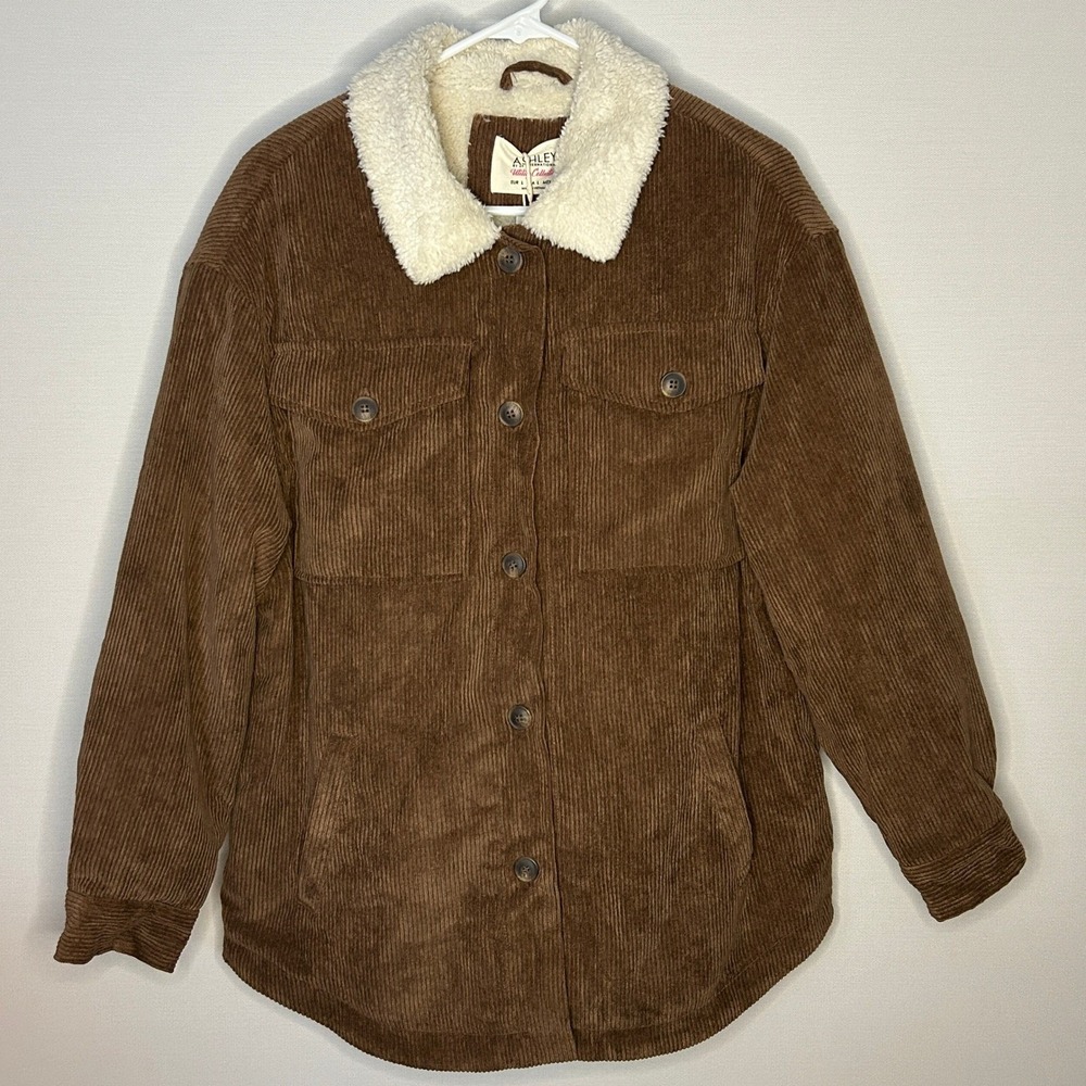 Ashley by 26 International Corduroy Sherpa Lined Jacket Brown L NWT Streetwear